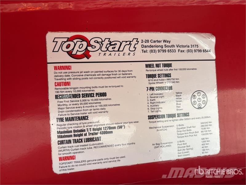 Topstart 7.2 m Tri/A B-Double Lead Flatbed Trailer Flatbed/Dropside trailers