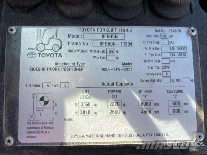 Toyota 8FG45N 3800 kg Forklift Heftrucks overige