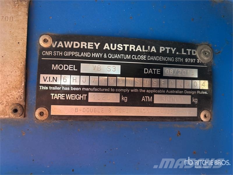 Vawdrey 13.3 m Tri/A Step Deck Curtain Side Trailer Caja de lona