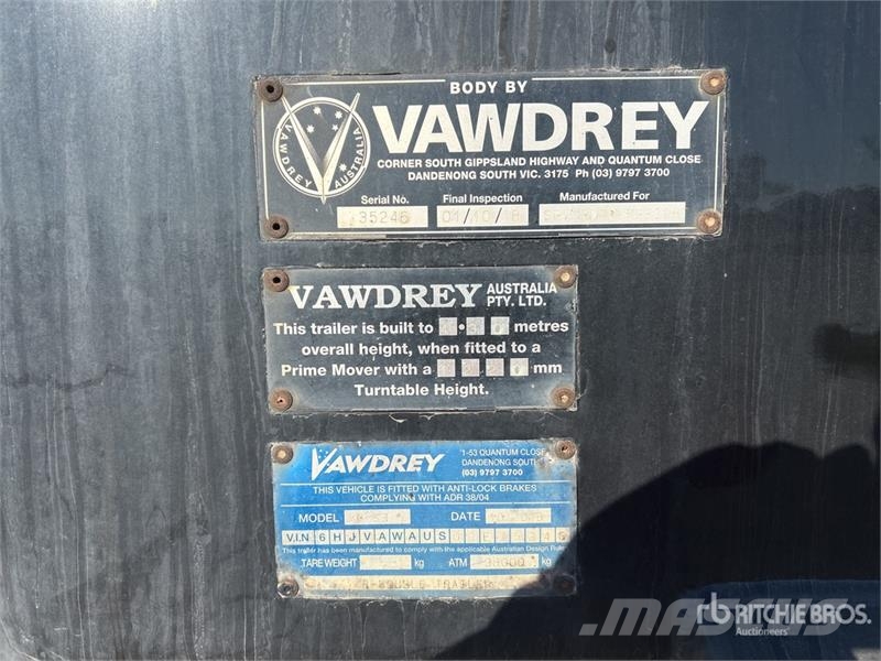 Vawdrey 13 m Tri/A Curtain Side Trailer Curtainsider trailers