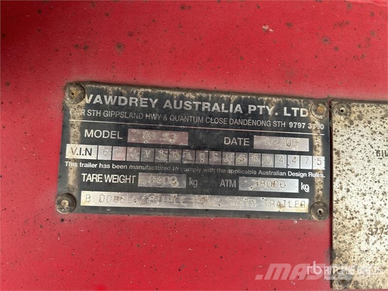 Vawdrey 7.1 m Tri/A B-Double Lead Step Deck Curtain Side T مقطورات بغطاء جانبي
