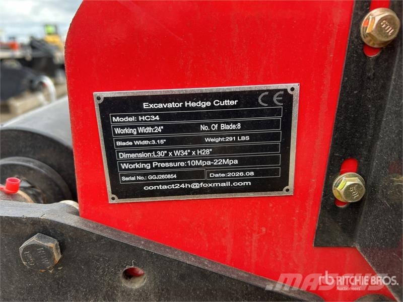 Vicsec VC-HC34 24 in Excavator Hedge Cutter (Unused) Other components