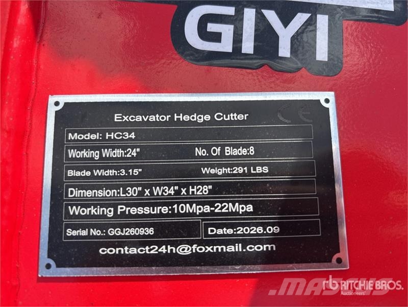 Vicsec VC-HC34 24 in Excavator Hedge Cutter (Unused) Muut
