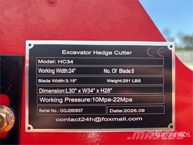 Vicsec VC-HC34 24 in Excavator Hedge Cutter (Unused) Muut