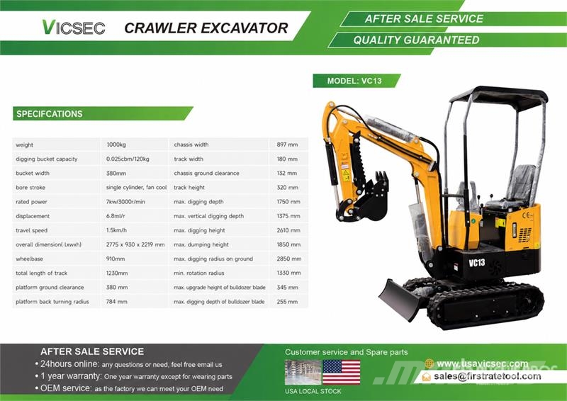 Vicsec VC13D Mini Excavator (Unused) Minibagger < 7t