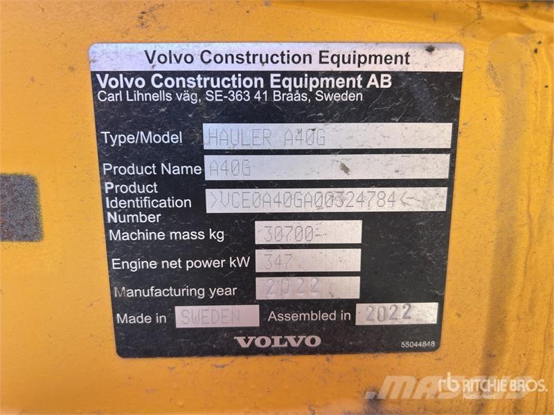 Volvo A40G Articulated Dump Truck Liigendraamiga pinnaseveokid