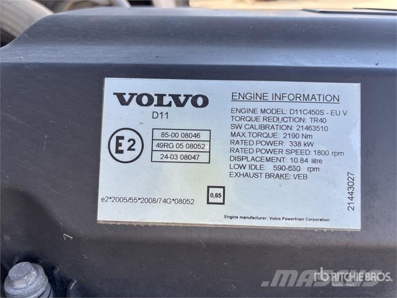Volvo FM450 6x4 T/A Sleeper Truck Tractor Prime Movers