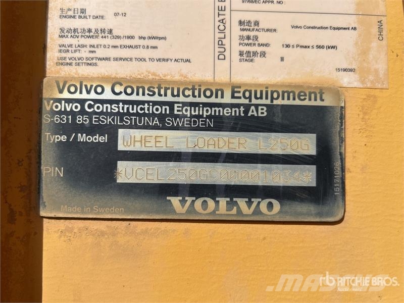 Volvo L250G Wheel Loader Wheel loaders
