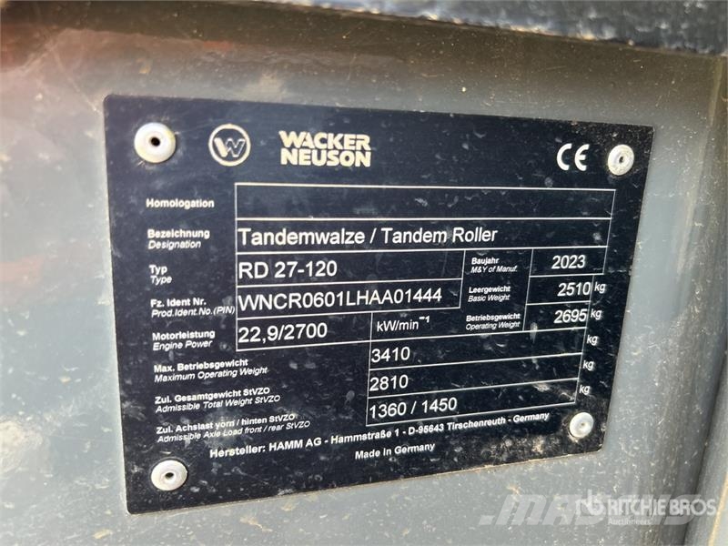 Wacker Neuson RD27-120 Tandemrullid