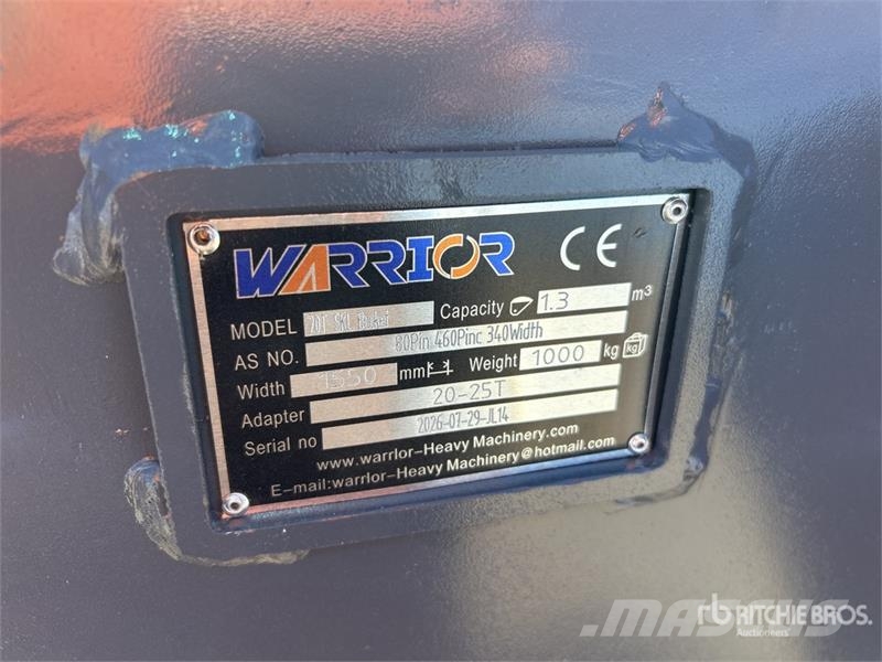Warrior WBCS20-025 1550 mm Q/C Skeleton Excavator Bucket - Buckets