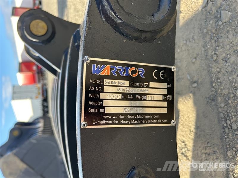 Warrior WBR05-1000 1000 mm Q/C Excavator Rake - Fits 5 - 6 مكابس وميبسات التبن