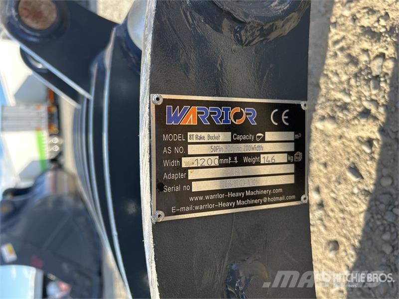 Warrior WBR08-1200 1200 mm Q/C Excavator Rake - Fits 8 Ton مكابس وميبسات التبن