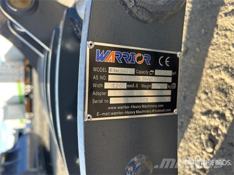 Warrior WBR08-1200 1200 mm Q/C Excavator Rake - Fits 8 Ton مكابس وميبسات التبن