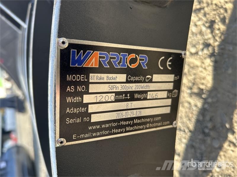 Warrior WBR08-1200 1200 mm Q/C Excavator Rake - Fits 8 T ( Rendkészítő