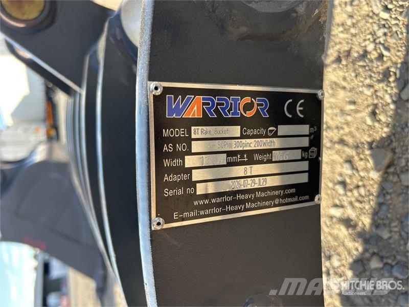 Warrior WBR08-1200 1200 mm Q/C Excavator Rake - Fits 8 Ton مكابس وميبسات التبن