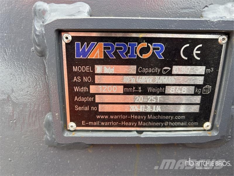 Warrior WBR20-1200 48 in Digging Excavator Bucket - Fits 2 Lopaty