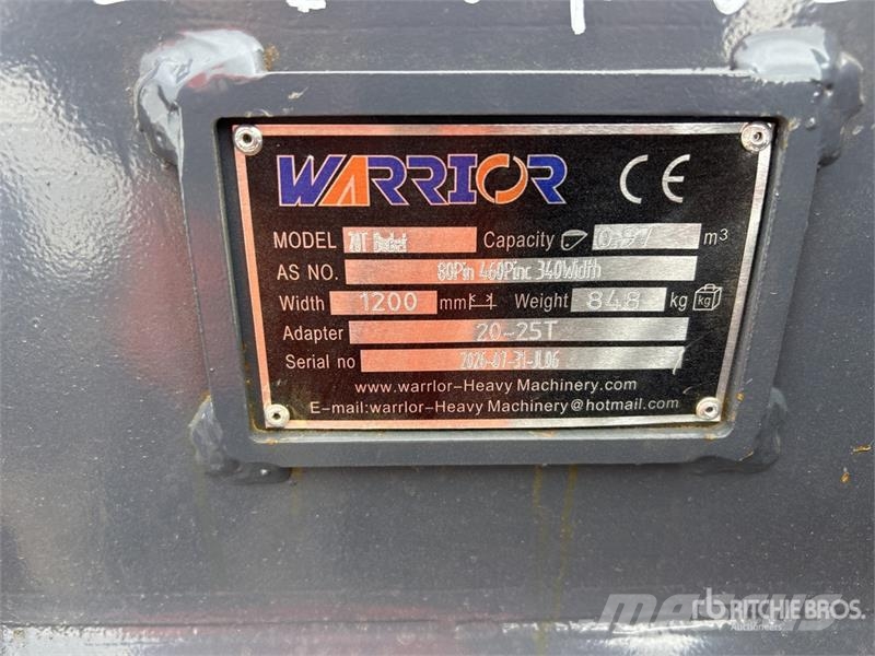 Warrior WBR20-1200 48 in Digging Excavator Bucket - Fits 2 Lopaty