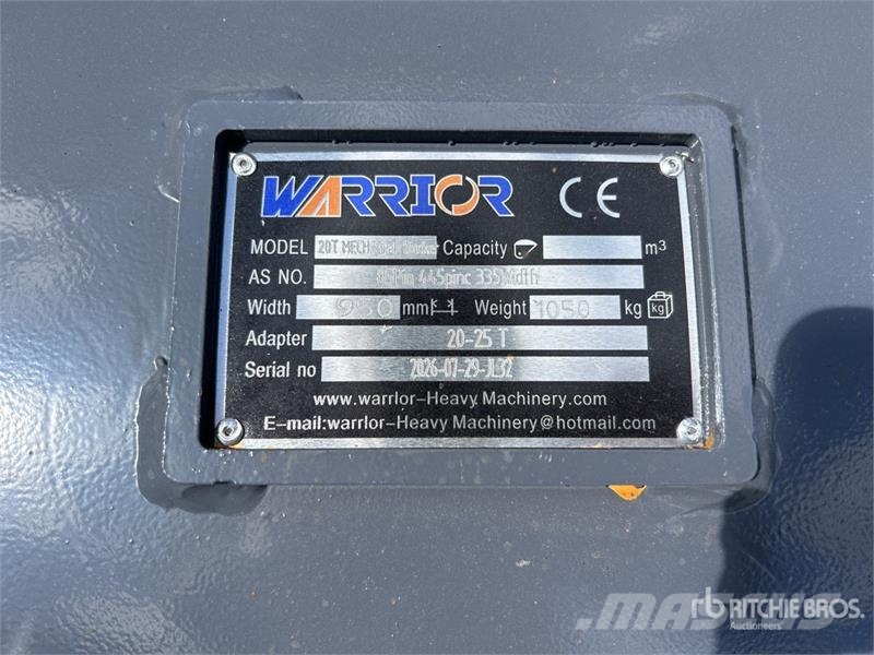 Warrior WGMA20-025 950 mm Q/C Excavator Grapple - Fits 20 Grapples