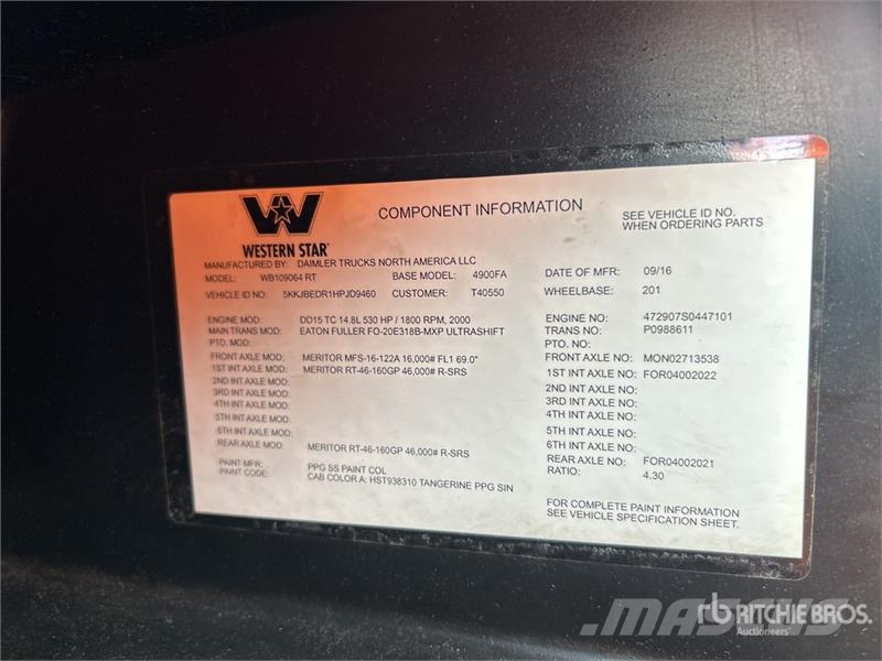 Western Star 4800FXB Stratosphere 6x4 T/A Sleeper Truck Tractor Tractores (camiões)