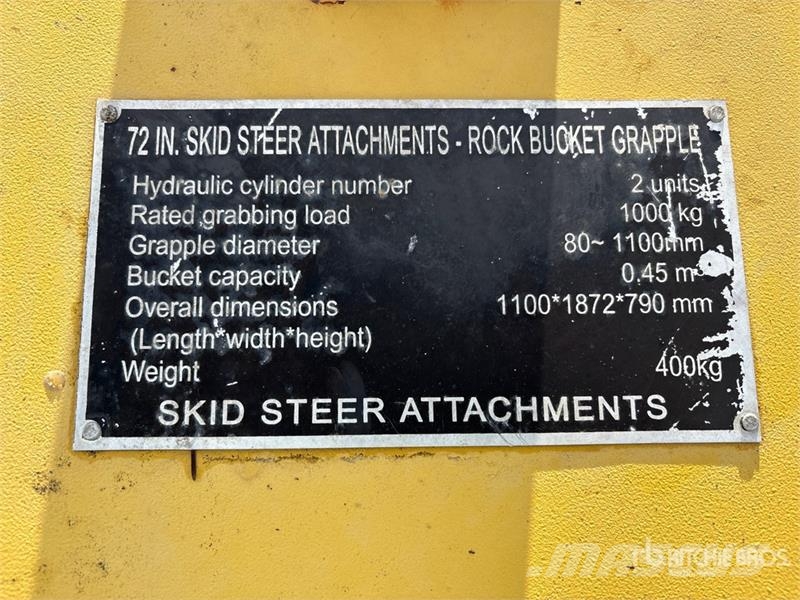  72 in Rock Skid Steer Grapple Bucket خطاطيف