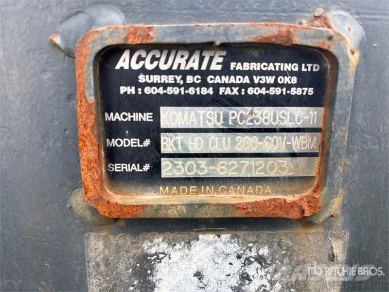 Accurate Fabricating 55 in Q/C Cleanup Excavator Bucket - Fits Komatsu Buckets