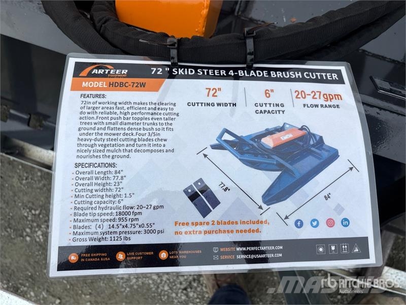 Arteer HDBC-72W 72 in Skid Steer Brush Cutter (Unused) Навісні та причіпні косарки