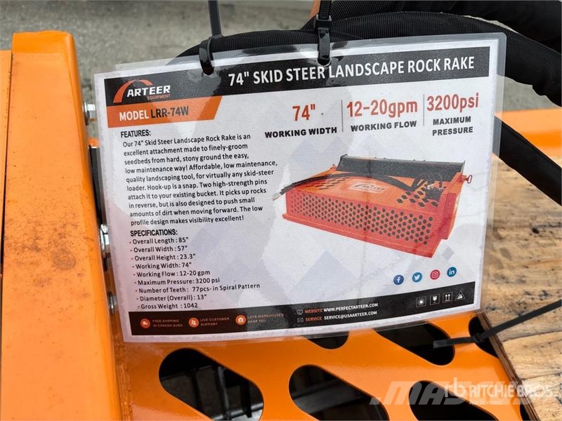 Arteer LRR-74W 74 in Skid Steer Landscape Rake (Unused) Грабли-ворошилки
