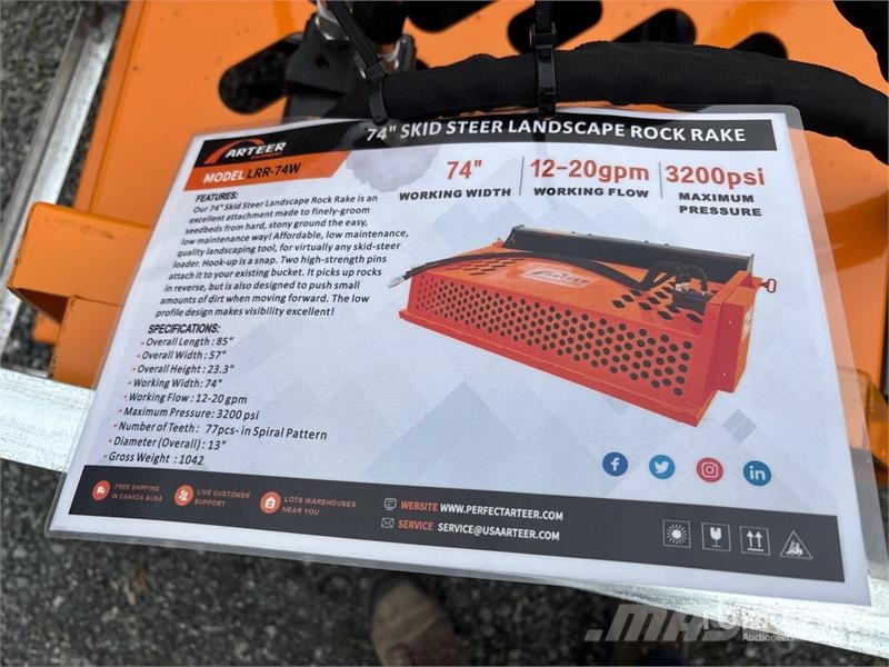 Arteer LRR-74W 74 in Skid Steer Landscape Rake (Unused) Грабли-ворошилки
