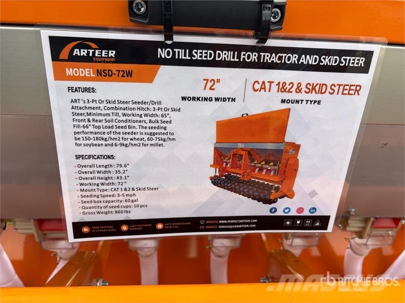 Arteer NSD-72W 66 in Skid Steer Seeder (Unused) Kylvökoneet