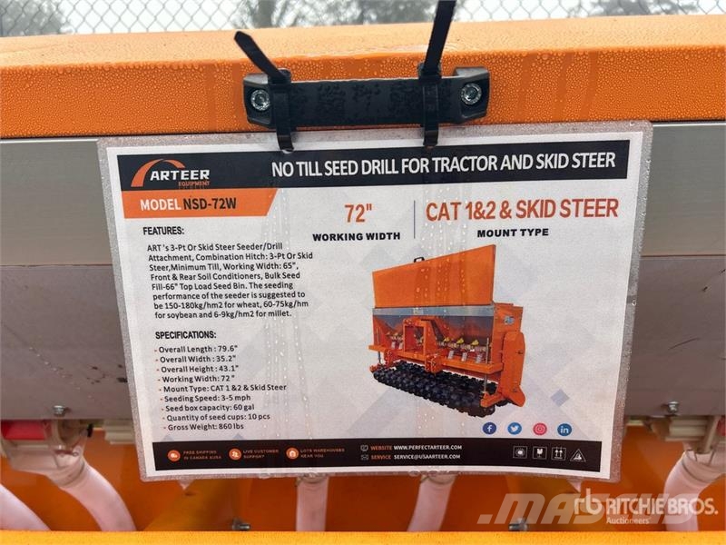 Arteer NSD-72W 72 in 3-Point & Skid Steer Seeder (Unused) Sėjimo technika