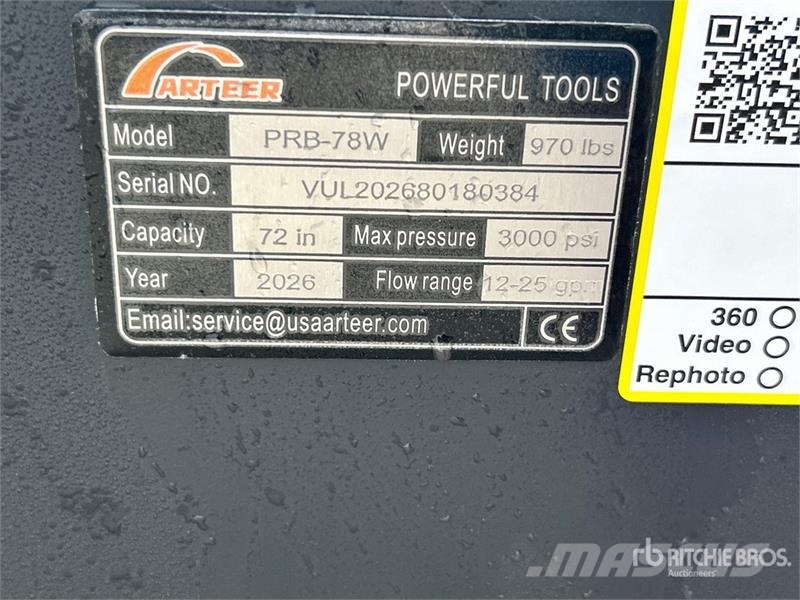 Arteer PRB-78W 78 in Power Rake Skid Steer Bucket (Unused دلاء