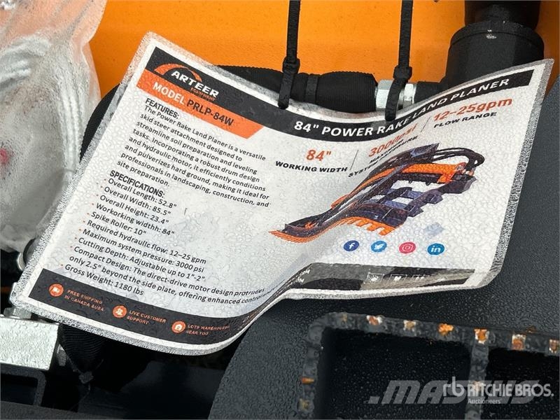 Arteer PRLP-84W 84 in Power Rake Skid Steer Landplane (Un زلاقات ميدانية
