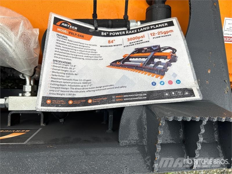 Arteer PRLP-84W 84 in Power Rake Skid Steer Landplane (Un زلاقات ميدانية