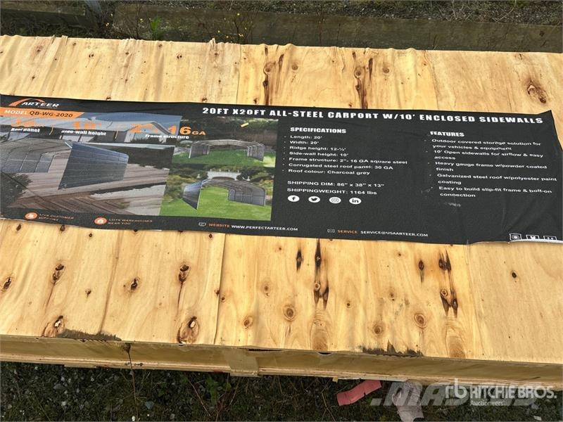 Arteer QB-WG-2020 20 ft x 20 ft All-Steel Carport (Unused المباني الإطار الصلب