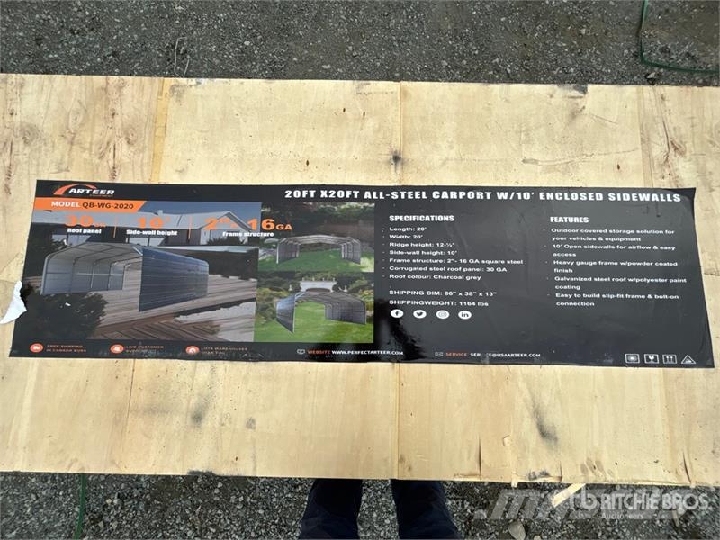 Arteer QB-WG-2020 20 ft x 20 ft 20Ft x 20Ft All-Steel Car Stålrammer
