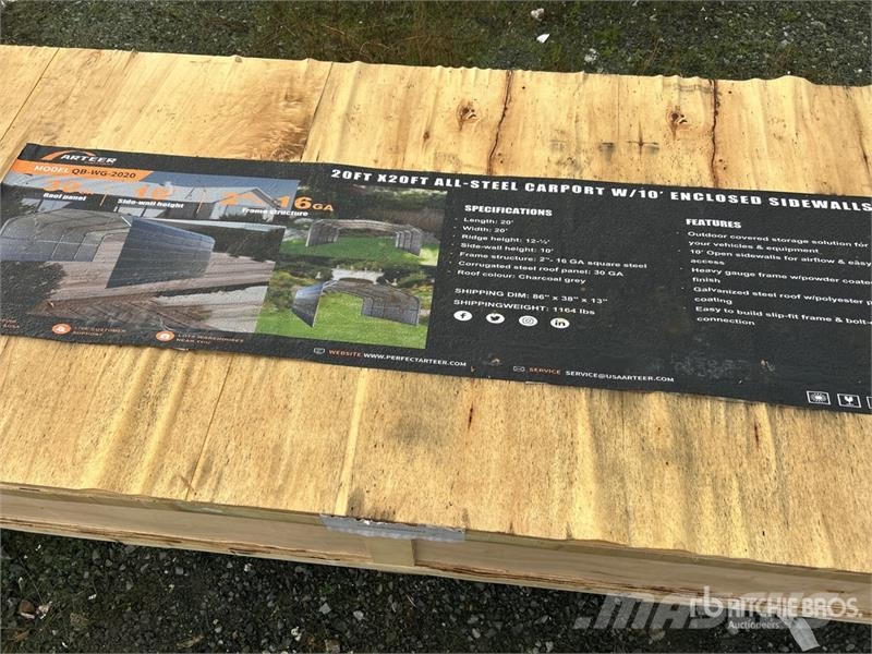 Arteer QB-WG-2020 20 ft x 20 ft All-Steel Carport (Unused المباني الإطار الصلب