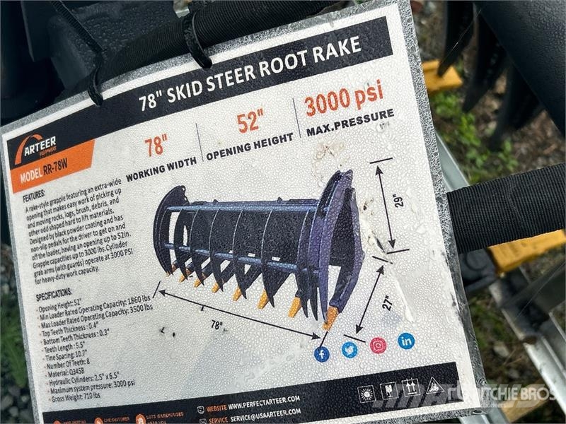 Arteer RR-78W 78 in Skid Steer Root Rake (Unused) مكابس وميبسات التبن
