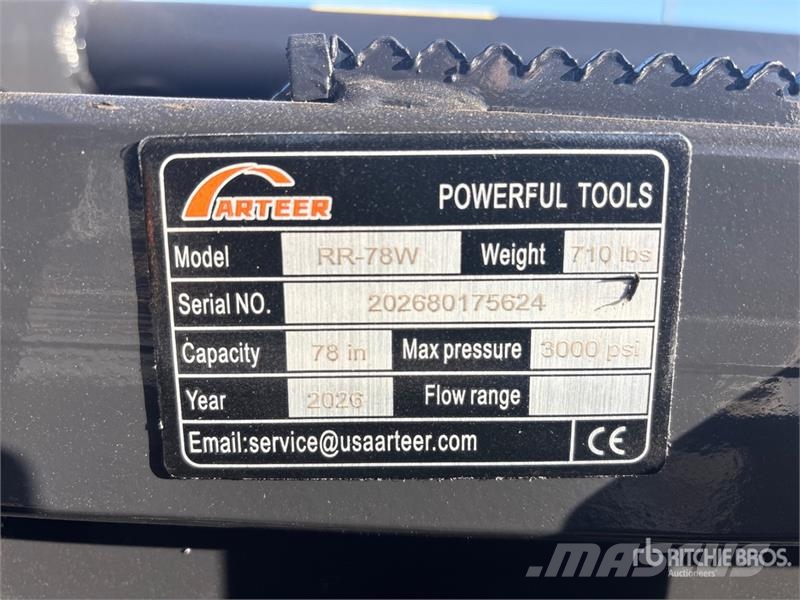 Arteer RR-78W 78 in Skid Steer Root Rake (Unused) 갈퀴 및 테더