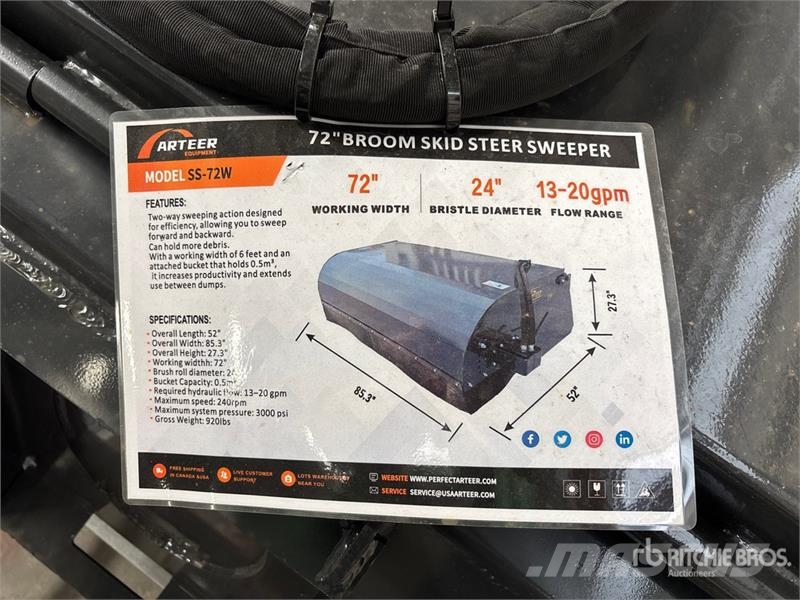 Arteer SS-72W 72 in Skid Steer Sweeper (Unused) Bürsten