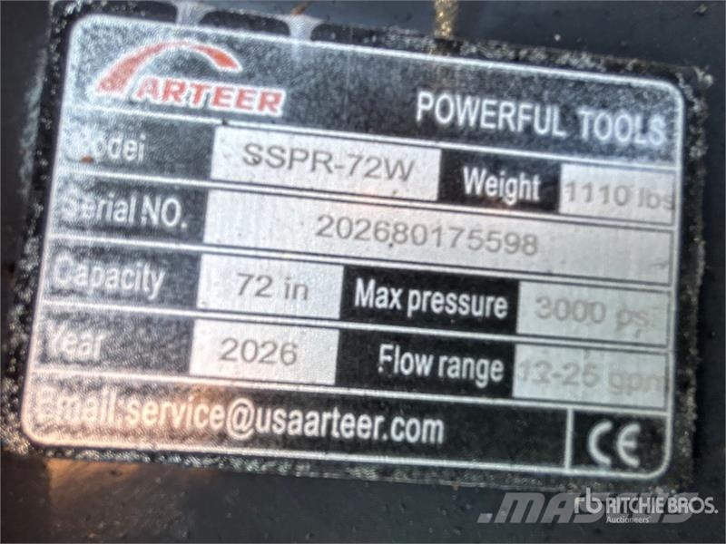 Arteer SSPR-72W 72 in Skid Steer Power Rake (Unused) 갈퀴 및 테더