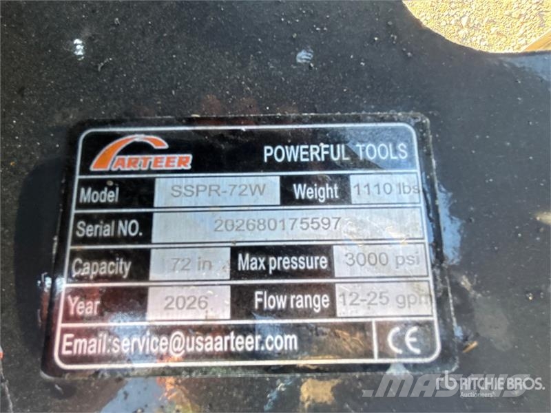 Arteer SSPR-72W 72 in Skid Steer Power Rake (Unused) 갈퀴 및 테더