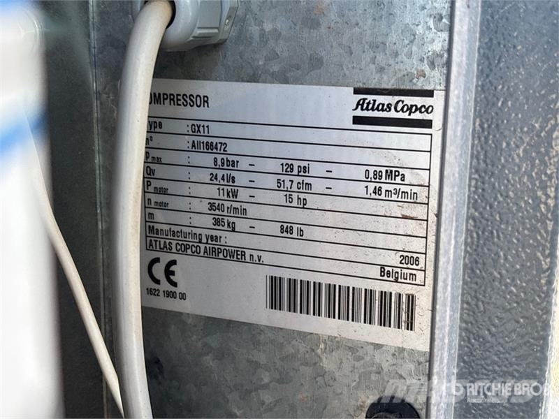 Atlas Copco GX11 51.7 cfm Electric Air Compressor Kompresori