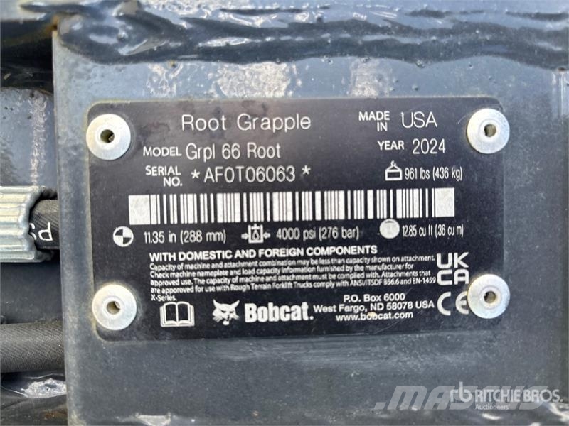 Bobcat 66 in Root Skid Steer Grapple Polipler