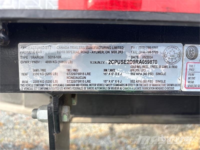 Canada Trailers Manufacturing 16 ft T/A Equipment Trailer Biltransporter henger