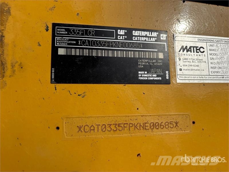 CAT 335FL CR Tracked Excavator Gravemaskiner på larvebånd