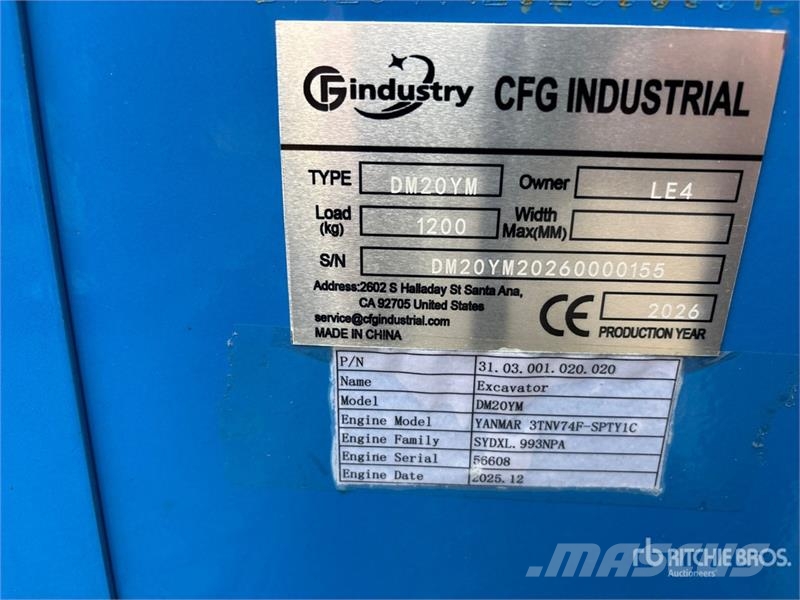 CFG DM20YM Mini Excavator (Unused) حفارات صغيرة أقل من 7 طن (حفارات صغيرة)