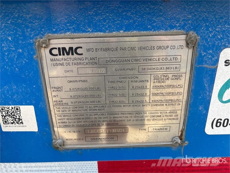 CIMC 40 ft Tri/A Container Trailer 货柜车