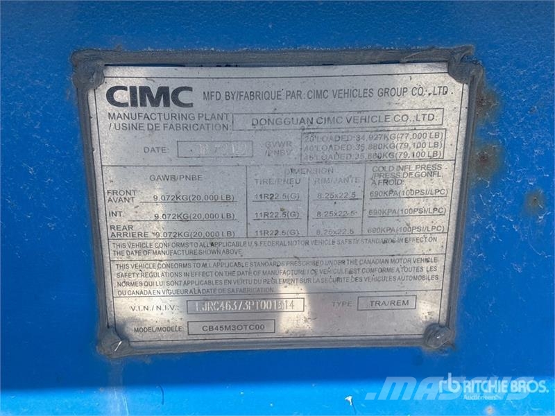 CIMC CB45M3OTC00 Tri/A Extendable Container Trailer Containerchassis