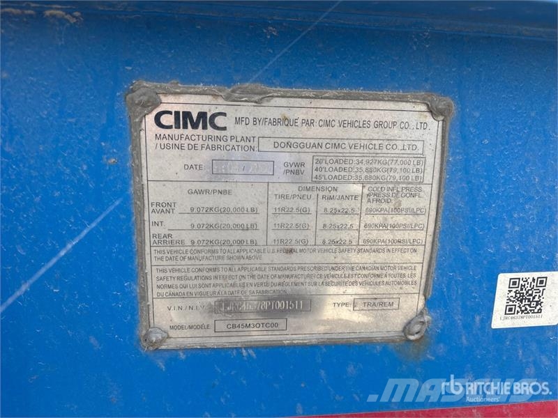 CIMC CB45M3OTC00 Tri/A Extendable Container Trailer Remolques portacontenedores