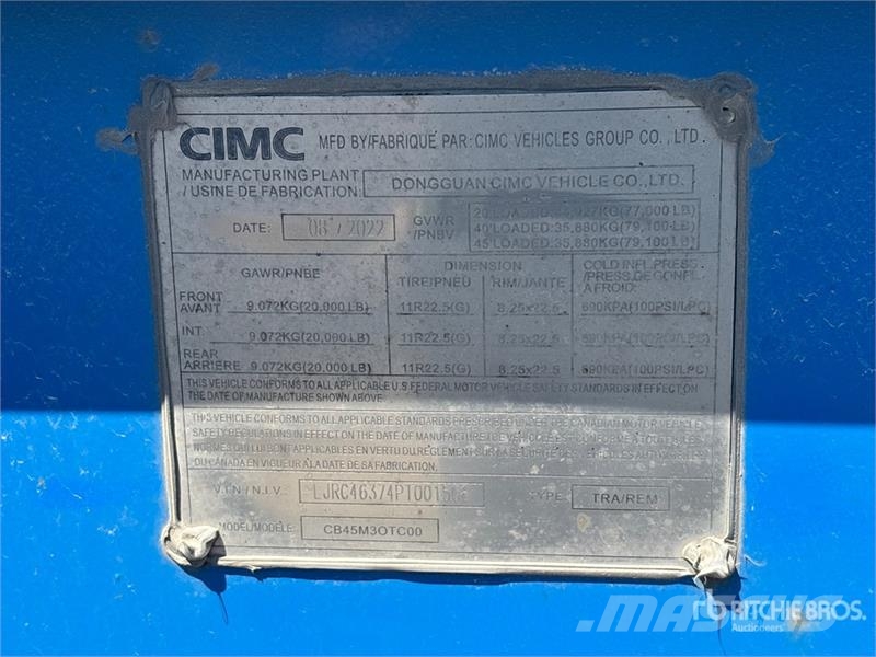 CIMC CB45M3OTC00 Tri/A Extendable Container Trailer Прицепы-Контейнеровозы